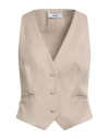 Jijil Woman Tailored Vest Beige Size 4 Polyester, Viscose, Elastane