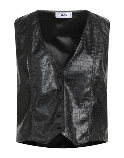 Jijil Woman Tailored Vest Black Size 4 Polyester, Polyurethane Coated