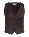 Jijil Woman Tailored Vest Dark Brown Size 2 Polyester, Viscose, Elastane