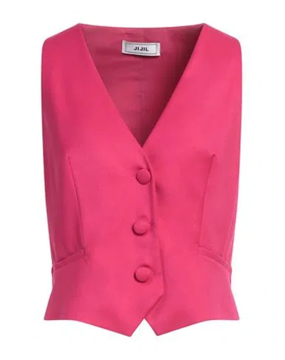 Jijil Woman Tailored Vest Fuchsia Size 4 Polyester, Viscose, Elastane