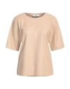 Jijil Woman Top Beige Size 8 Polyester, Polyurethane Coated