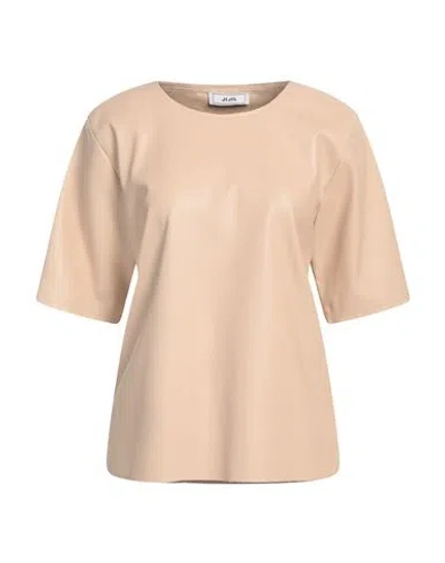 Jijil Woman Top Beige Size 8 Polyester, Polyurethane Coated
