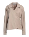 Jijil Woman Top Beige Size 8 Polyester, Viscose, Elastane