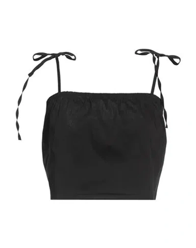 Jijil Woman Top Black Size 6 Cotton, Polyamide, Elastane