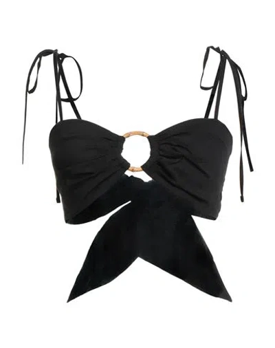 Jijil Woman Top Black Size 6 Cotton, Polyamide, Elastane