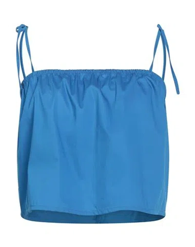 Jijil Woman Top Bright Blue Size 6 Cotton, Polyamide, Nylon
