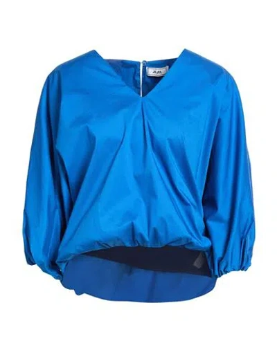 Jijil Woman Top Bright Blue Size 8 Cotton, Polyamide, Elastane