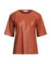 Jijil Woman Top Brown Size 4 Polyester, Polyurethane Coated In Brown