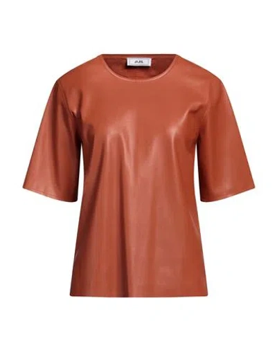Jijil Woman Top Brown Size 4 Polyester, Polyurethane Coated