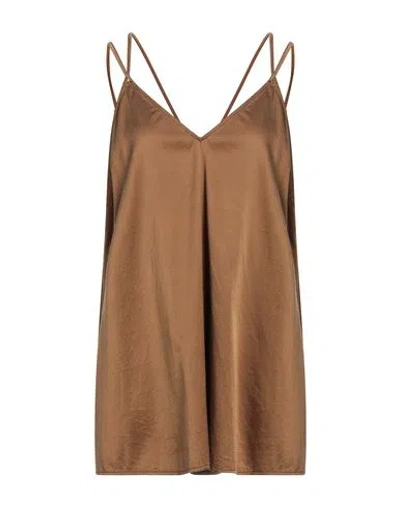 Jijil Woman Top Camel Size 6 Cotton, Silk, Elastane In Beige