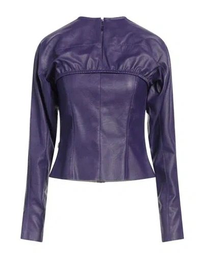 Jijil Woman Top Dark Purple Size 4 Viscose, Polyurethane