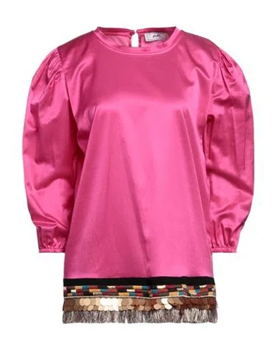 Jijil Woman Top Fuchsia Size 4 Cotton, Silk, Elastane In Pink