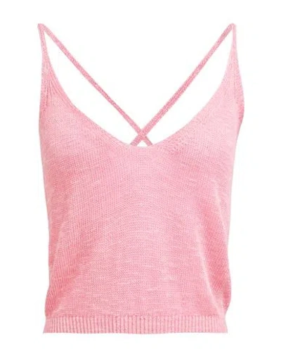 Jijil Woman Top Pink Size 4 Linen, Viscose