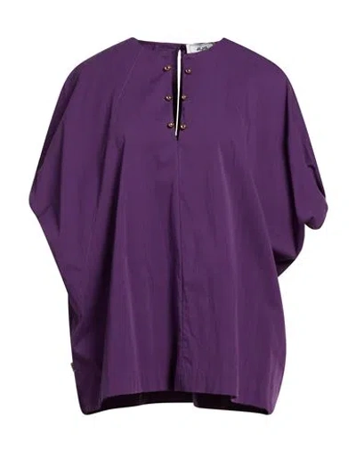 Jijil Woman Top Purple Size 10 Cotton, Polyamide, Elastane