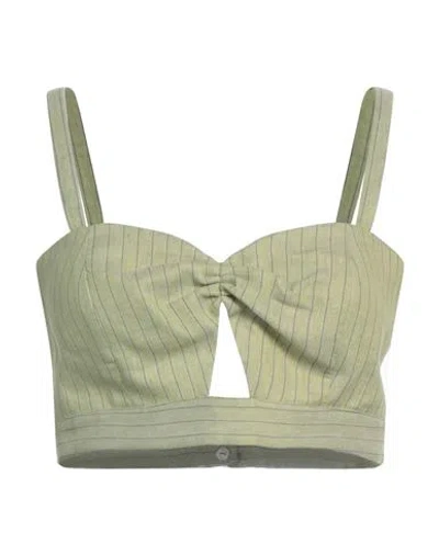 Jijil Woman Top Sage Green Size 8 Linen, Cotton, Acetate, Polybutylene