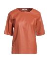 Jijil Woman Top Tan Size 6 Polyester, Polyurethane Coated In Brown