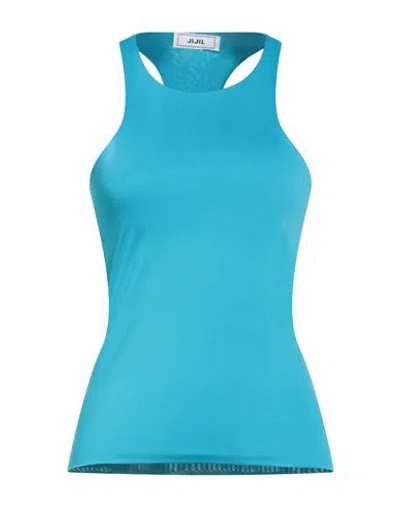 Jijil Woman Top Turquoise Size 10 Polyester, Elastane In Blue