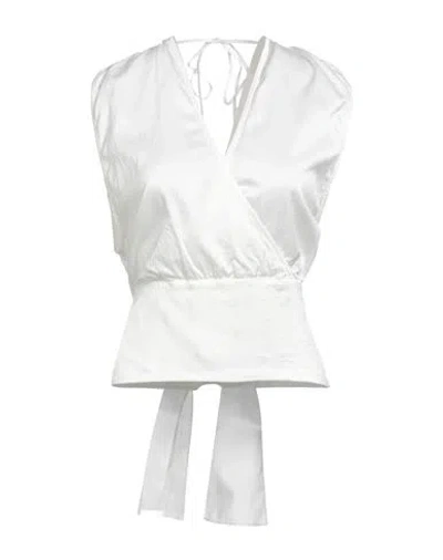 Jijil Woman Top White Size 4 Cotton, Silk, Elastane