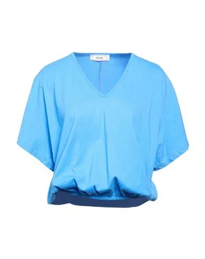 Jijil Woman T-shirt Azure Size 8 Cotton In Blue