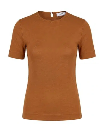 Jijil Woman T-shirt Brown Size 2 Polyester, Viscose, Elastane