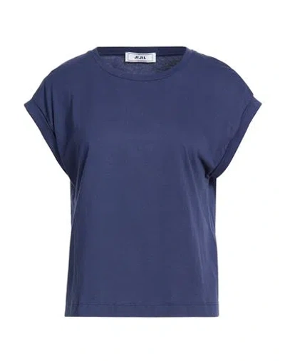 Jijil Woman T-shirt Navy Size 4 Cotton In Yellow
