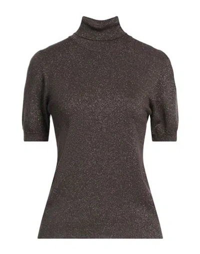 Jijil Woman Turtleneck Dark Brown Size 8 Viscose, Polyamide, Polyester, Metallic Fiber In Brown