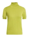 Jijil Woman Turtleneck Lime Green Size 6 Viscose, Polyamide, Polyester, Metallic Fiber