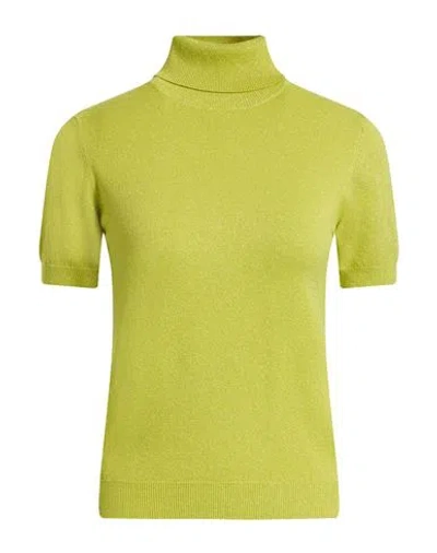 Jijil Woman Turtleneck Lime Green Size 6 Viscose, Polyamide, Polyester, Metallic Fiber