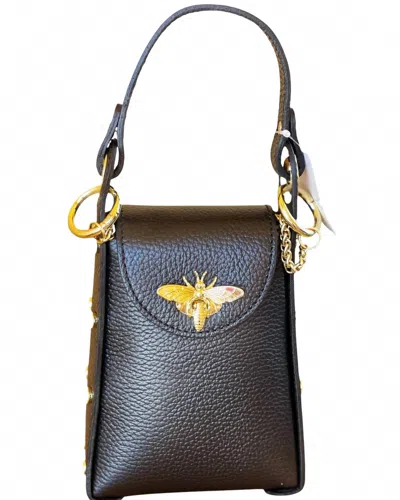 Jijou Capri Women's Bumblebee Leather Cellphone Case Bag In Black In Brown
