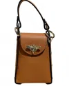 Jijou Capri Women's Bumblebee Leather Cellphone Case Bag In Caramel In Brown