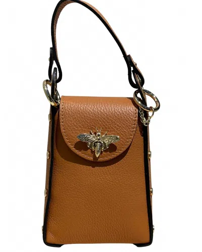 Jijou Capri Women's Bumblebee Leather Cellphone Case Bag In Caramel In Brown