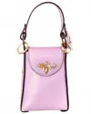 Jijou Capri Women's Bumblebee Leather Cellphone Case Bag In Light Lavender In Pink