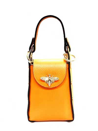 Jijou Capri Women's Bumblebee Leather Cellphone Case Bag In Orange