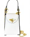 Jijou Capri Women's Bumblebee Leather Cellphone Case Bag In White In White