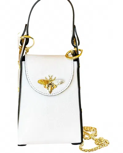 Jijou Capri Women's Bumblebee Leather Cellphone Case Bag In White