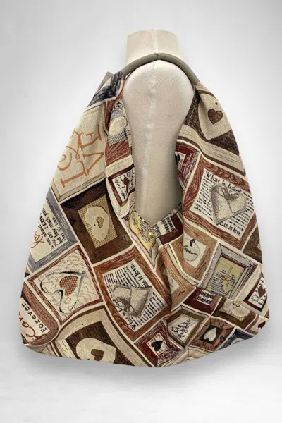 Jijou Capri Women's Giselle Printed Cotton Canvas Oversized Hobo Bag In Love Notes In Multi