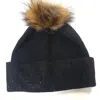Jijou Capri Women's Gorgeous Embellished Crystal And Beaded Real Fur Pom Hat In Black In Black