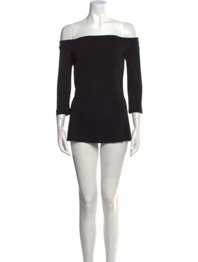 Pre-owned Jiki Monte-carlo Creations Off-the-shoulder Three-quarter Sleeve Bodysuit In Black