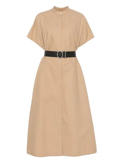 Jil Sander+ Belted Midi Dress In Brown