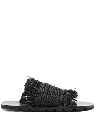 Jil Sander+ Raffia Sandals In Black