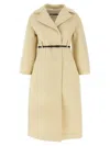 Jil Sander Tailored Coat With Belted Waist And Structured Shoulders In Neutral