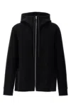 Jil Sander Hooded Cashmere Cardigan With Ribbed Cuffs And Hem In Black