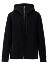 Jil Sander Hooded Cashmere Cardigan With Ribbed Cuffs And Hem In Black