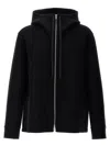 Jil Sander Hooded Cashmere Cardigan With Ribbed Cuffs And Hem In Black
