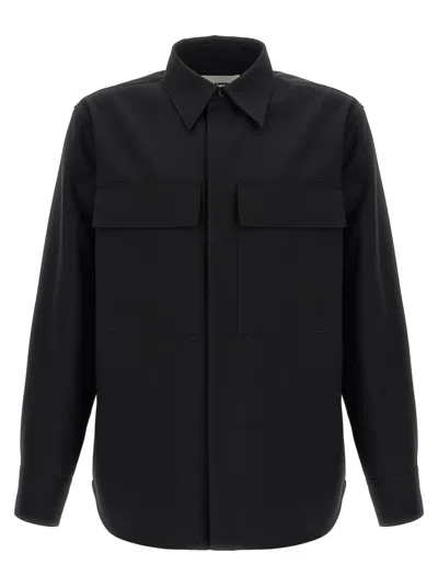 Jil Sander Structured Black Wool Shirt With Button Closure