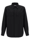 Jil Sander Structured Black Wool Shirt With Button Closure In Black