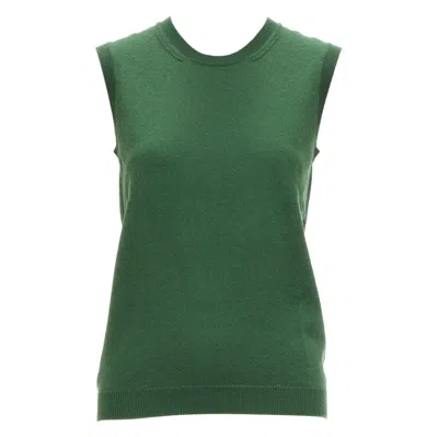 Pre-owned Jil Sander 100% Cashmere Forest Green Crew Neck Sleeveless Sweater Vest Fr34 Xs
