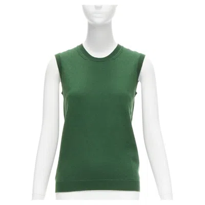 Pre-owned Jil Sander 100% Cashmere Forest Green Crew Neck Sleeveless Sweater Vest Fr34 Xs
