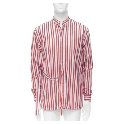 Pre-owned Jil Sander 100% Cotton Red Vertical Stripes Deconstructed Placket Shirt Eu38 S