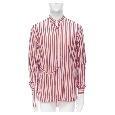 Pre-owned Jil Sander 100% Cotton Red Vertical Stripes Deconstructed Placket Shirt Eu38 S